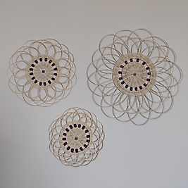 3lü  Boncuklu Çiçek Şekilli Duvar Süsü