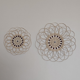 2 li Kahverengi Boncuklu Çicek Modeli Duvar  Süsü