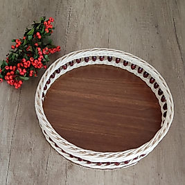 Yuvarlak Kahverengi Boncuklu Çok Amaçlı Sepet