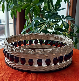 Yuvarlak Kahverengi Boncuklu Dekoratif Sepet